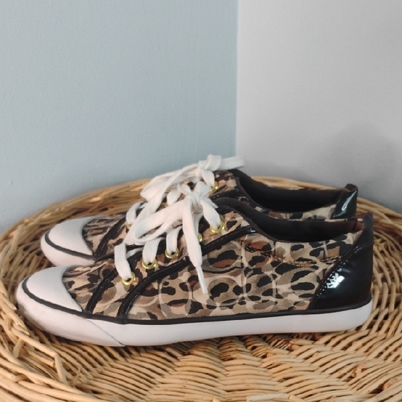 COACH Barrett Low Top Leopard Print Women's Lace Up Sneakers Size 8B Casual - Picture 11 of 12